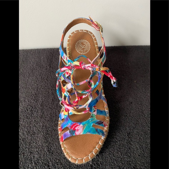 SO Women’s Multi Color Lace Up Espadrilles - Size 7.5 - Picture 2 of 9